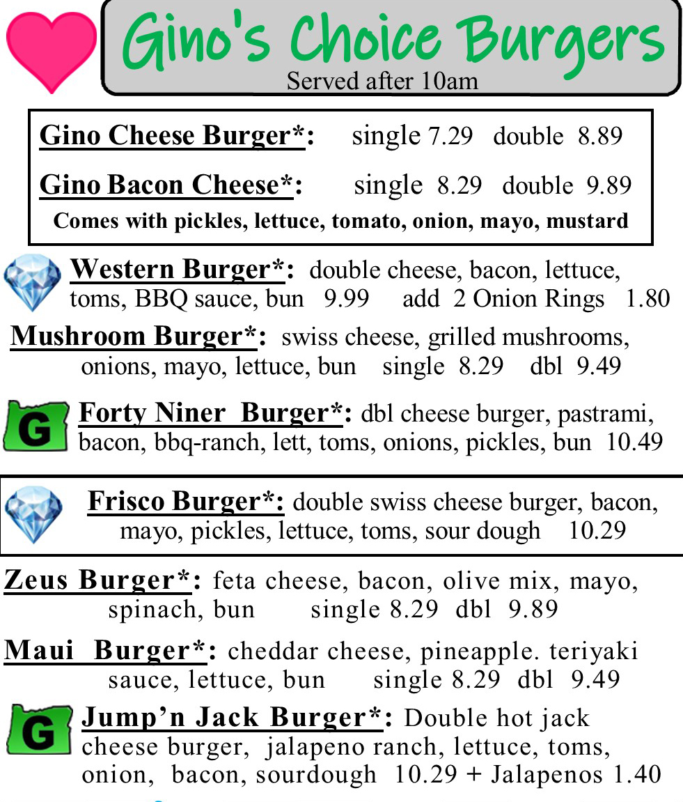 Big Big Burgers Menu