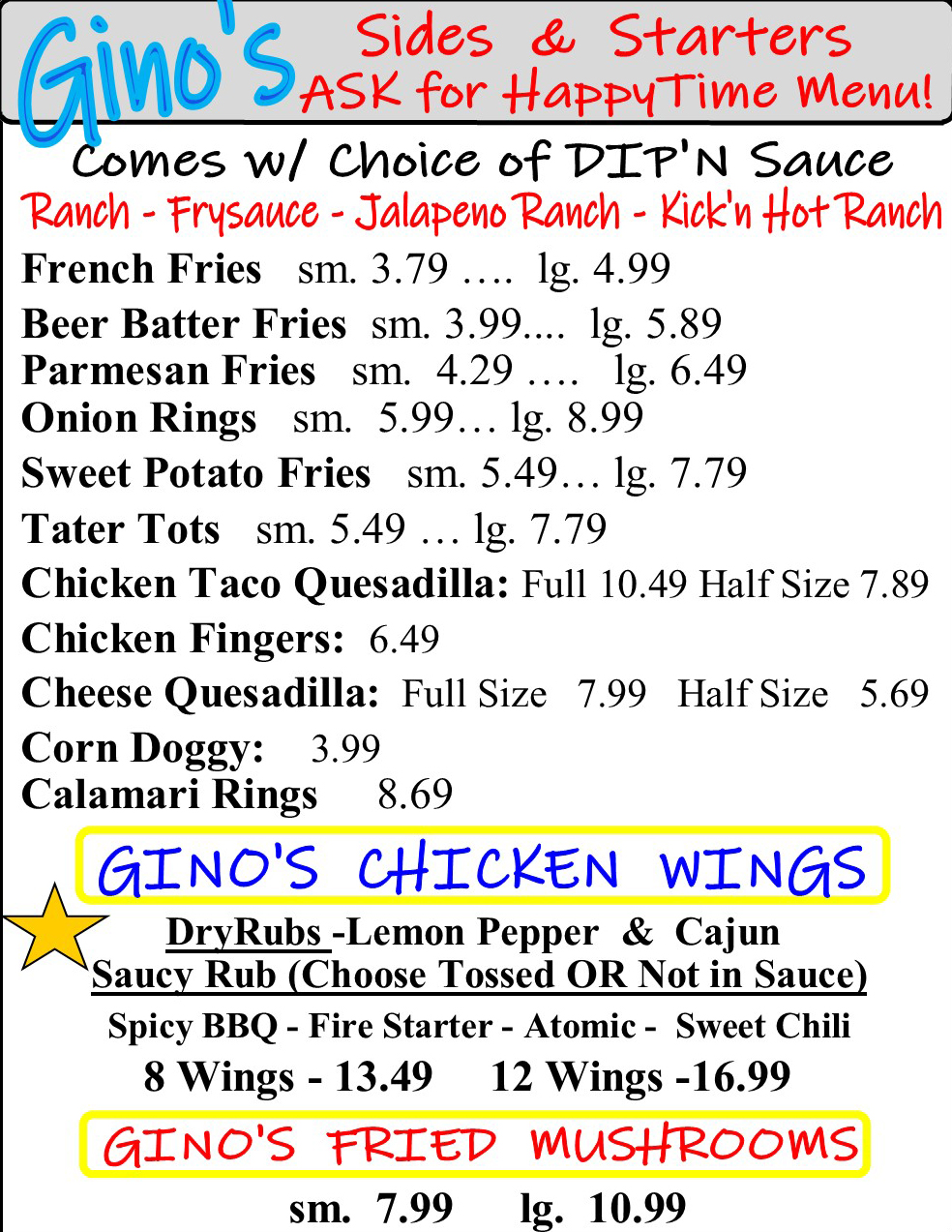 Appetizers & Sides Menu