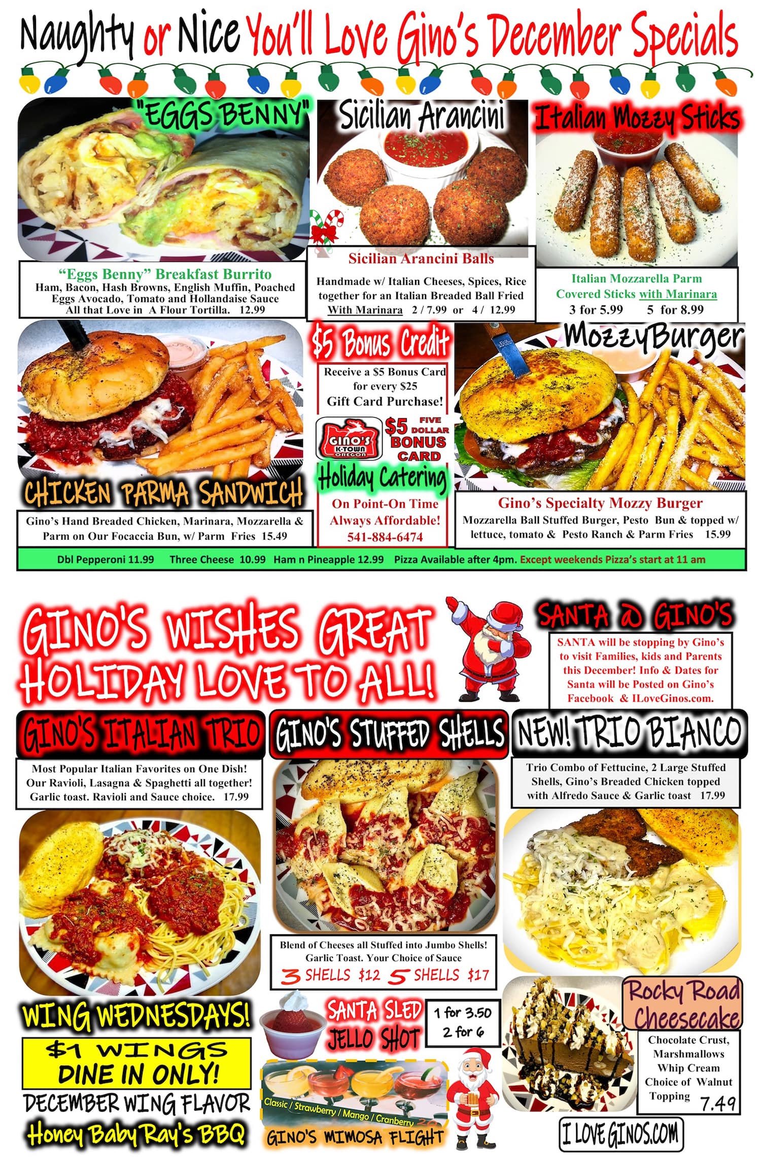 Monthly Specials Menu